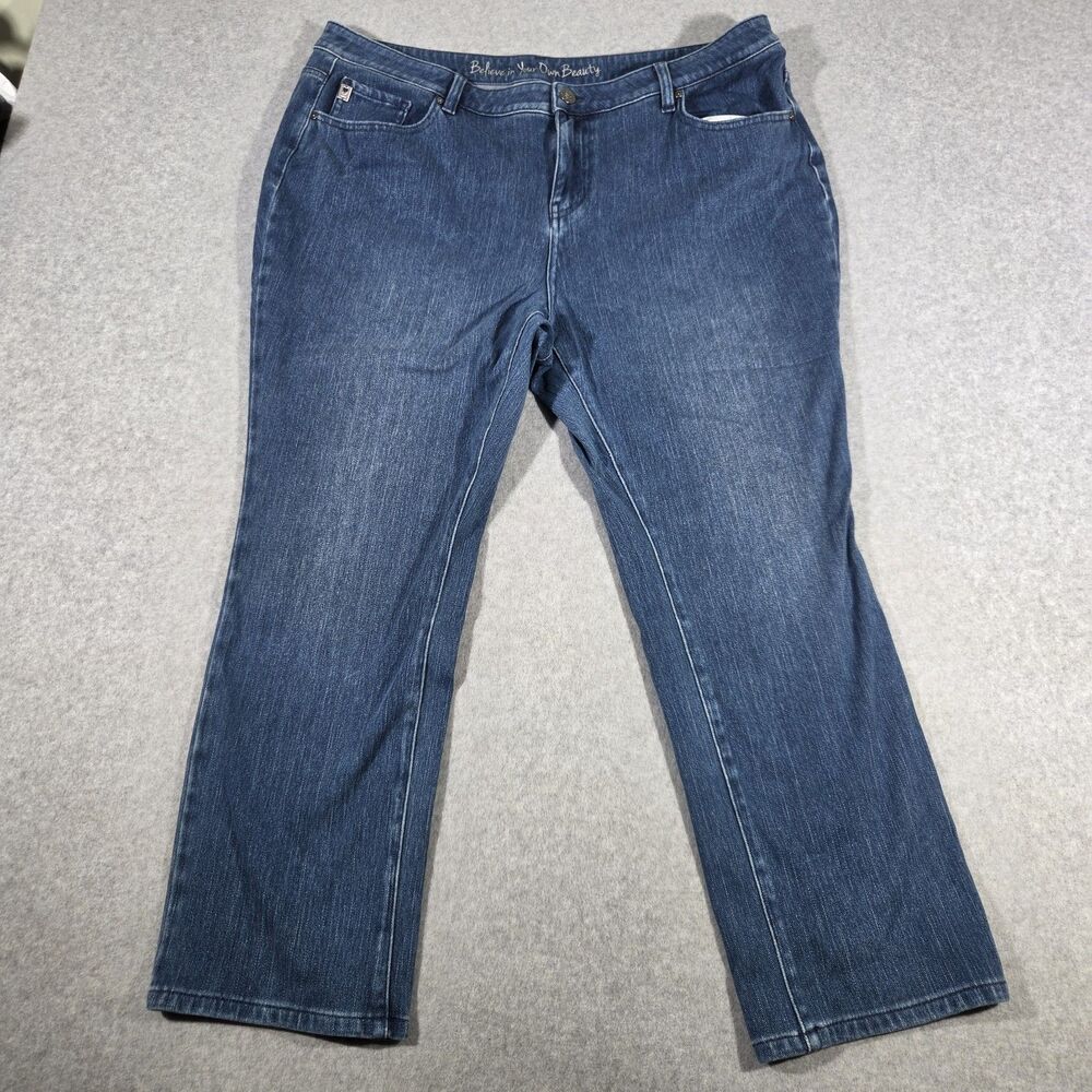 Belle by Kim Gravel Jeans Womens Size 22WP Petite Plus Blue Stretch Denim...